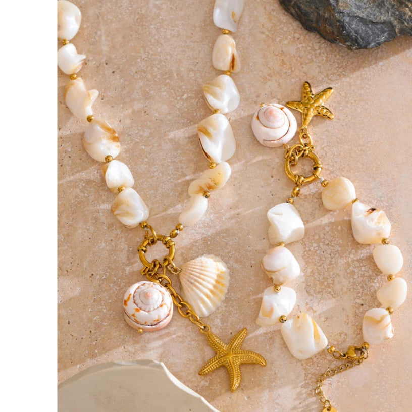 Shell Chain Conch Starfish Drop Necklace / Bracelet
