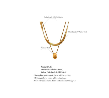 Double Snake Chain  Water Drop Pendant Necklace