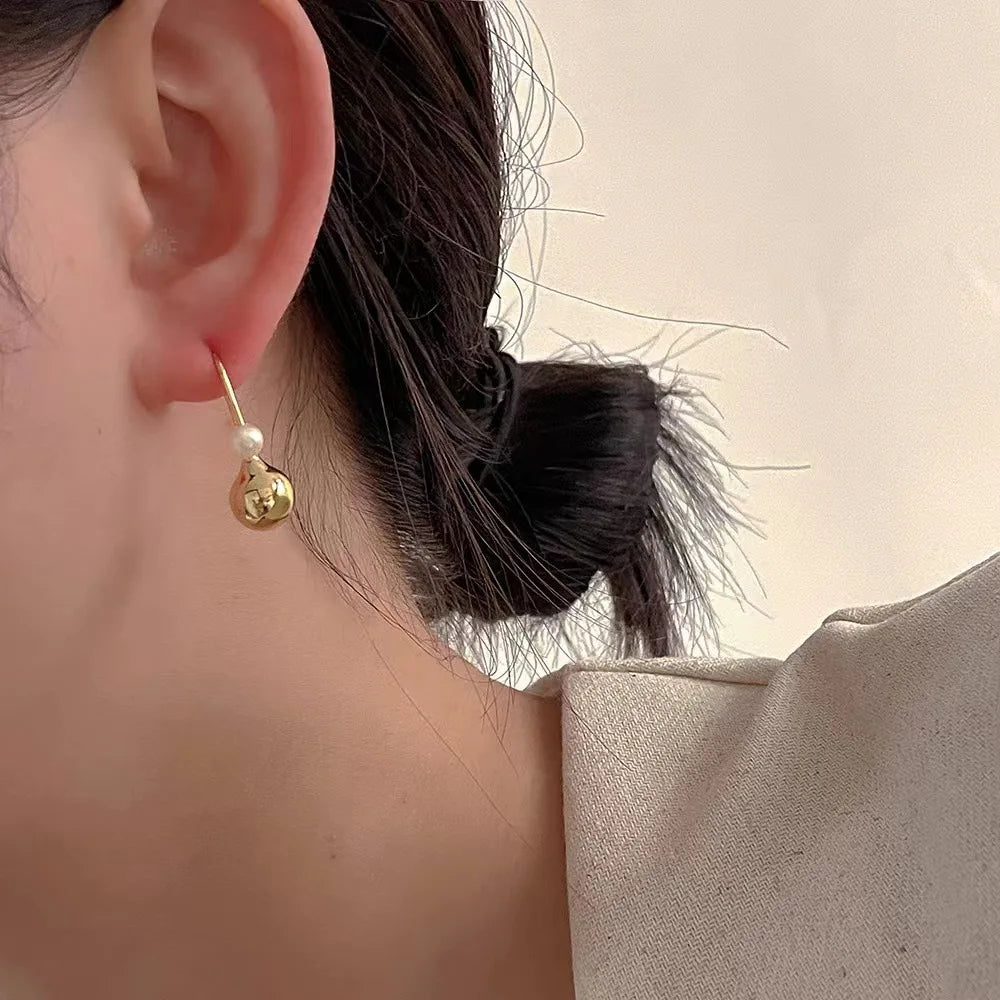 Water Drop Pearl Hook Earrings