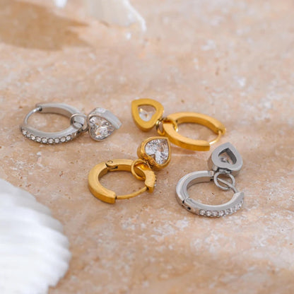 Heart Love Drop Hoop Earrings