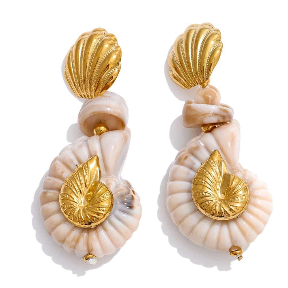 Shell Conch Drop Dangle Earrings