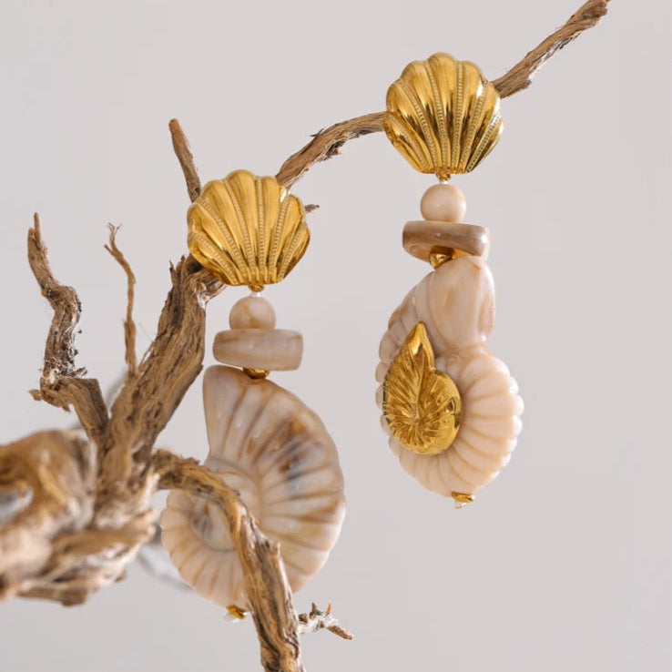 Shell Conch Drop Dangle Earrings