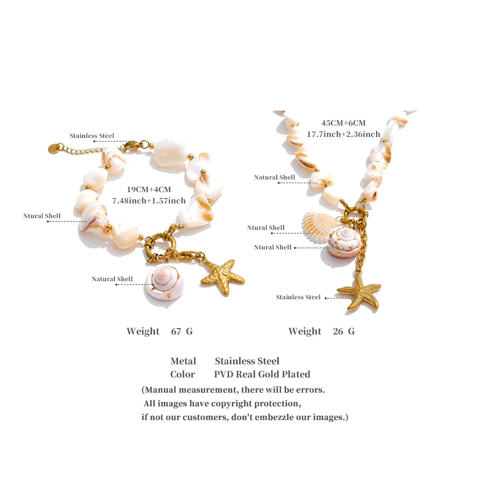 Shell Chain Conch Starfish Drop Necklace / Bracelet