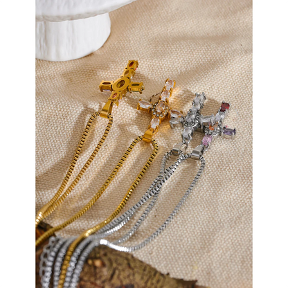 Colorful Cross Pendant Luxury Necklace