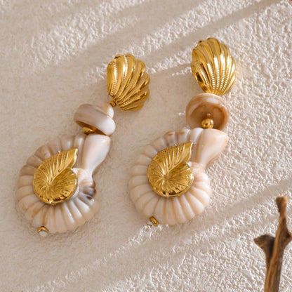 Shell Conch Drop Dangle Earrings
