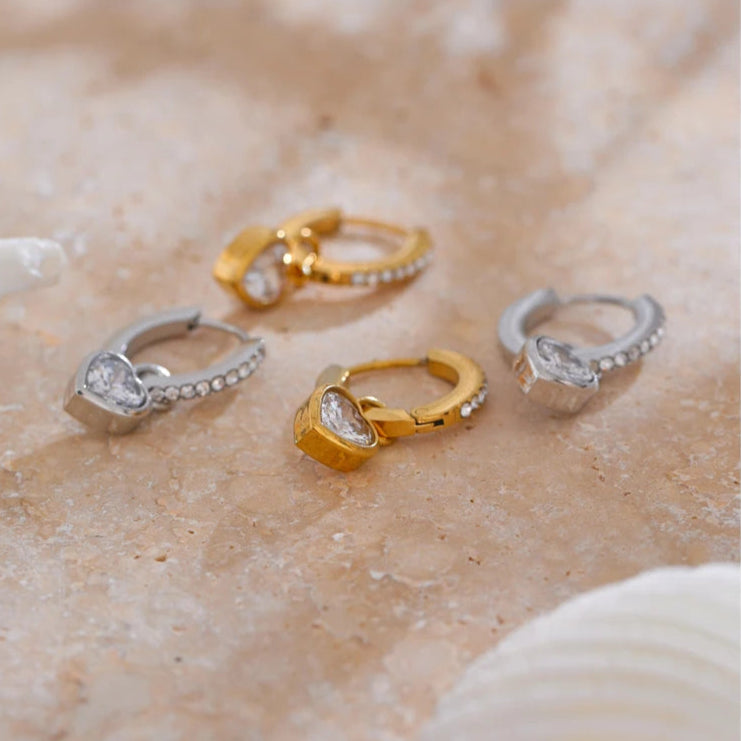 Heart Love Drop Hoop Earrings