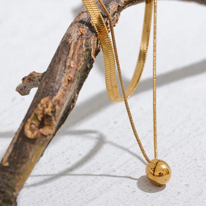 Double Snake Chain  Water Drop Pendant Necklace