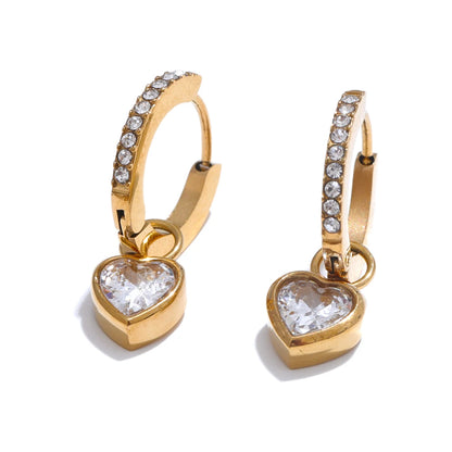 Heart Love Drop Hoop Earrings