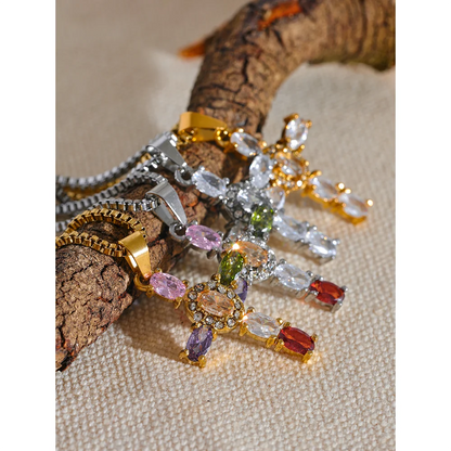 Colorful Cross Pendant Luxury Necklace
