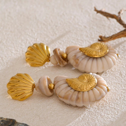 Shell Conch Drop Dangle Earrings