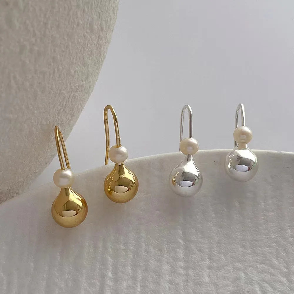 Water Drop Pearl Hook Earrings