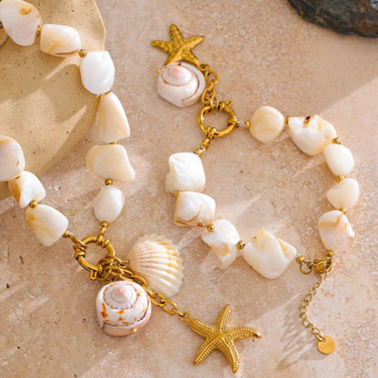 Shell Chain Conch Starfish Drop Necklace / Bracelet