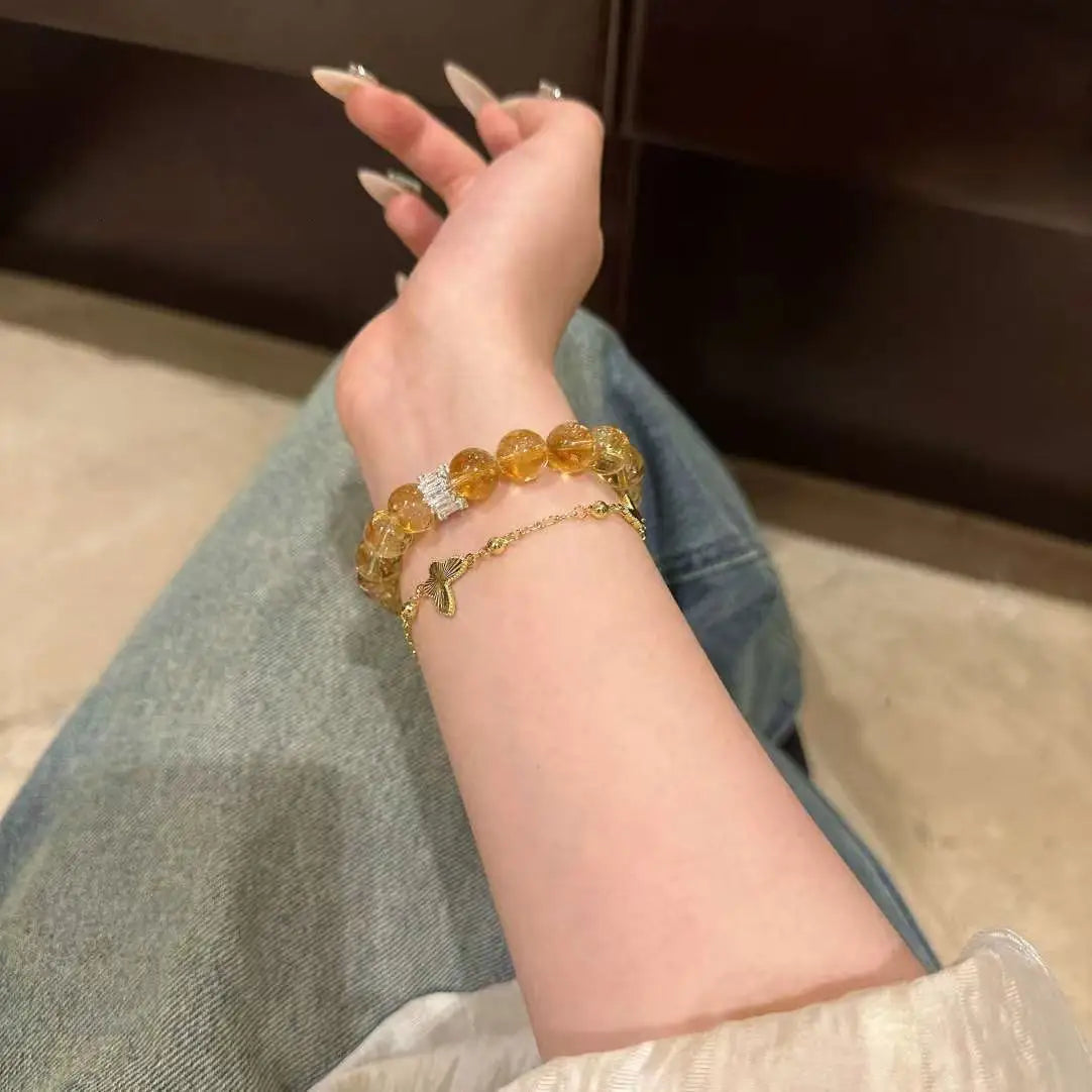Natural Tashan Yellow  Crystal Bracelet