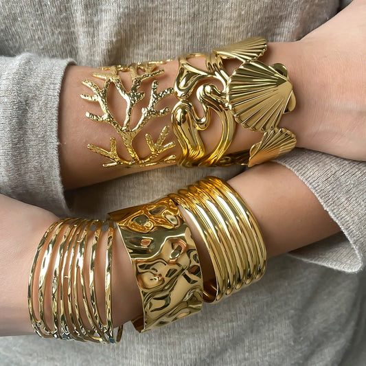 Irregular Line Hollow Wide Face Bracelet