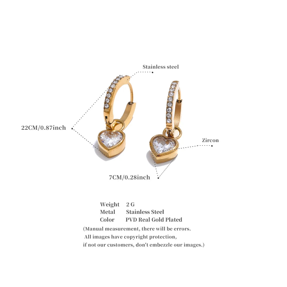 Heart Love Drop Hoop Earrings