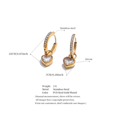 Heart Love Drop Hoop Earrings