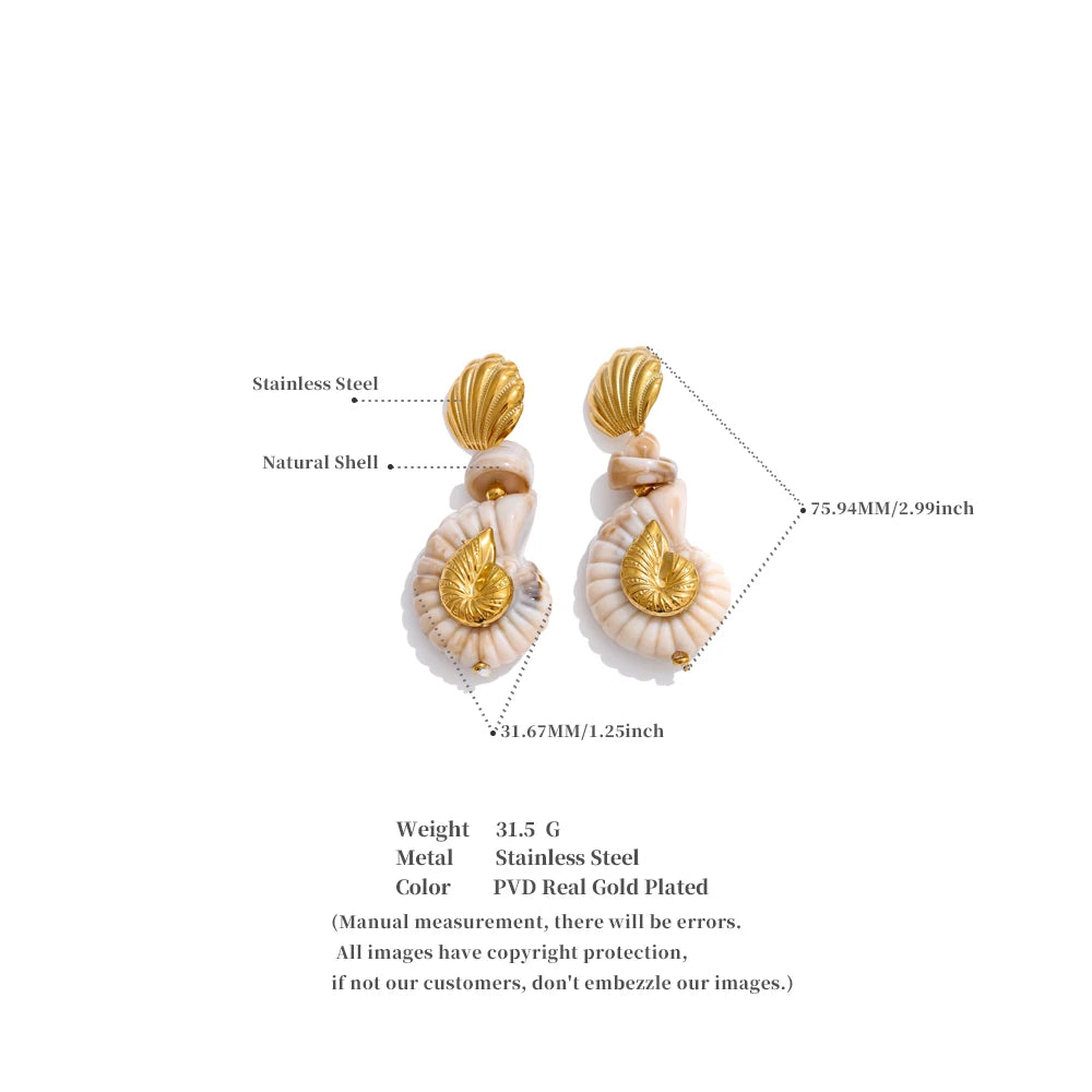 Shell Conch Drop Dangle Earrings
