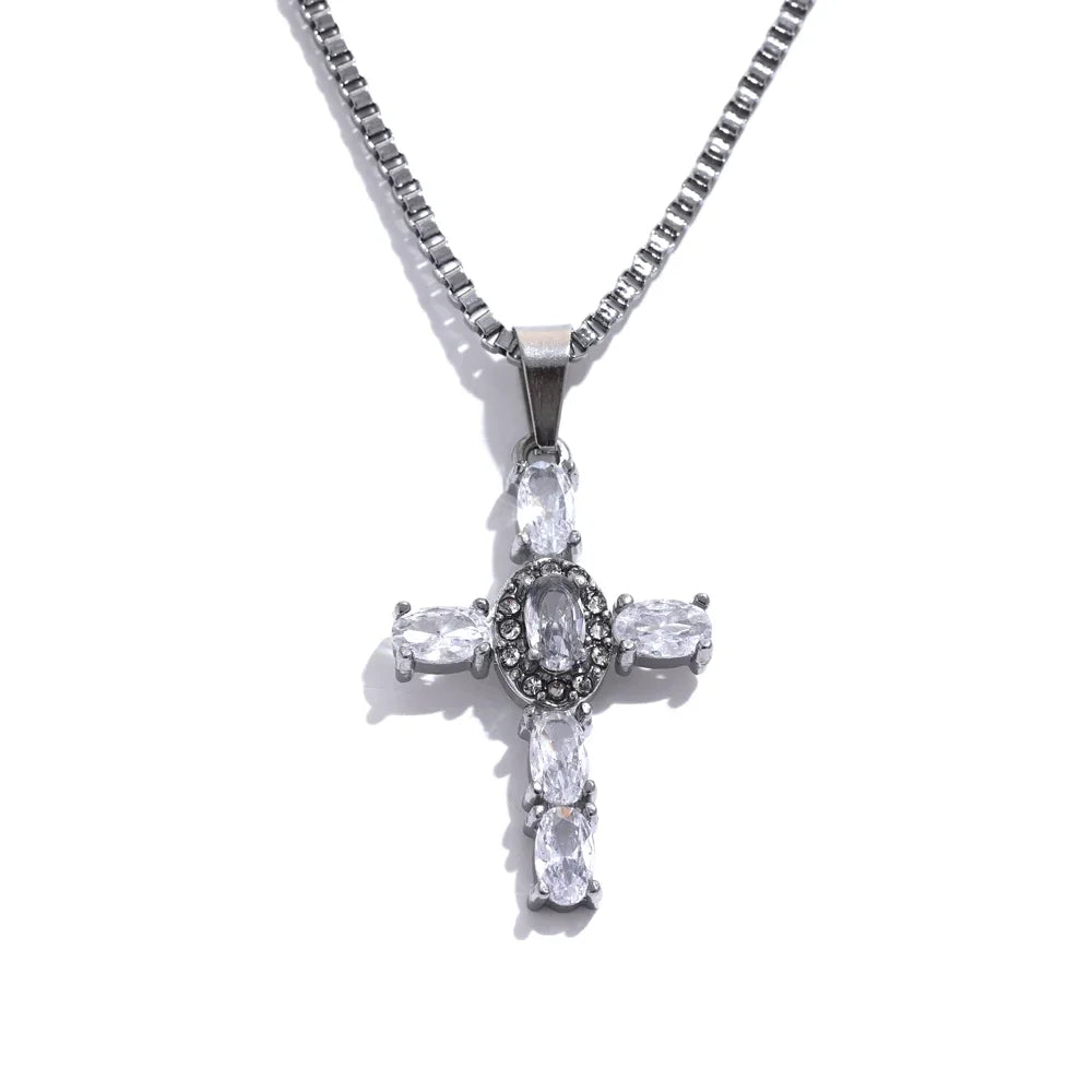 Colorful Cross Pendant Luxury Necklace